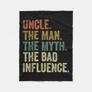 Mens Vintage Uncle Man Myth Bad Influence Fleece Blanket