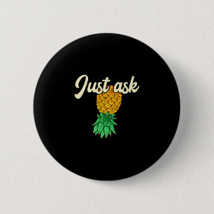 Mens vintage upside down pineapple ask subtle 6 cm round badge