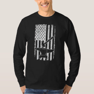 Mens Vintage Us Flag Patriotic American Blacksmith T-Shirt