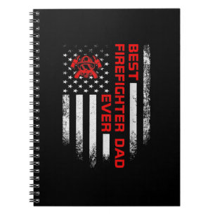Mens Vintage USA American Flag Best Firefighter Notebook