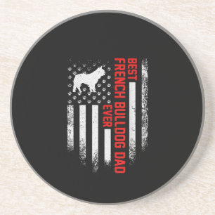 Mens Vintage USA American Flag Best French Bulldog Coaster