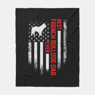 Mens Vintage USA American Flag Best French Bulldog Fleece Blanket