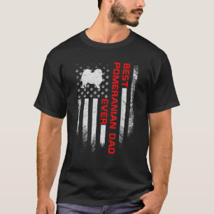 Mens Vintage USA American Flag Best Pomeranian Dog T-Shirt