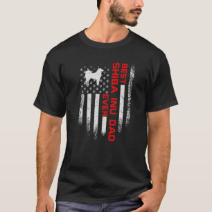 Mens Vintage USA American Flag Best Shiba Inu Dog T-Shirt