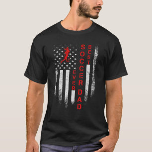 Mens Vintage USA American Flag Best Soccer Dad Eve T-Shirt
