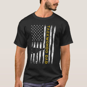 Mens Vintage USA Flag Korea Taekwondo Training Dad T-Shirt