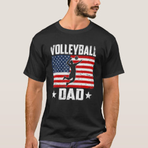 Mens Vintage Volleyball Dad Us Flag Distressed Spo T-Shirt