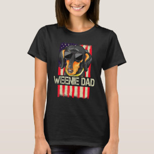 Mens Vintage Weenie Dad American Flag Dachshund 4t T-Shirt