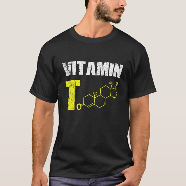 Mens Vitamin T Testosteron Bodybuilding Gym Fitnes T-Shirt (Front)