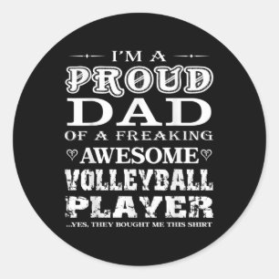 Mens Volleyball I'm a proud Volleyball Dad Gift Classic Round Sticker