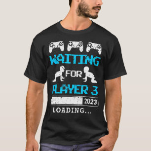 Mens Waiting For Player 3 Father To Be Baby Birth T-Shirt