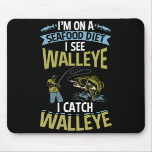 Mens walleye fisherman fish hunting sauger angler mouse mat