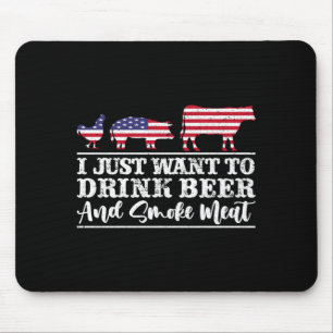 Mens want to drink beer and smoke meat barbecue mouse mat