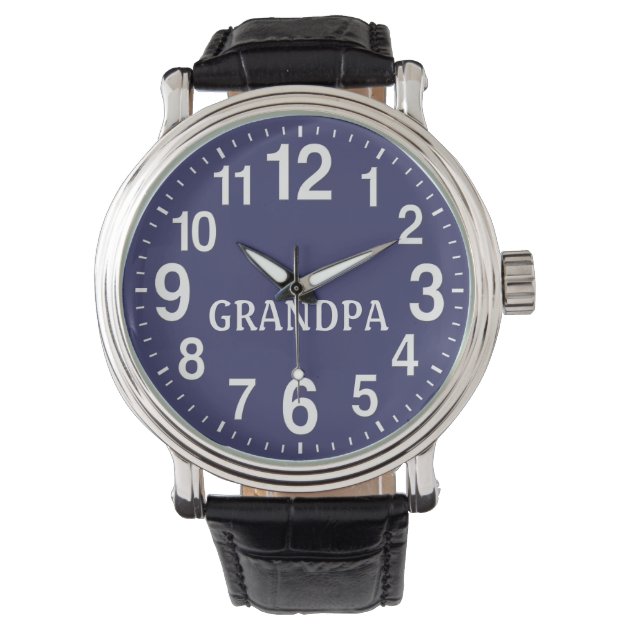 Mens Watch Blue Face Leather Band for GRANDPA Zazzle