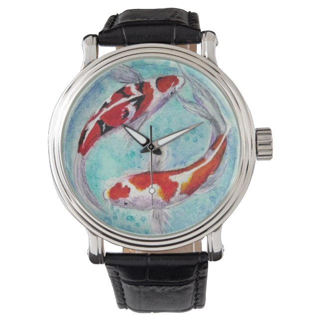 Mens watch. Japanese Koi Karp Design Watch (Front)