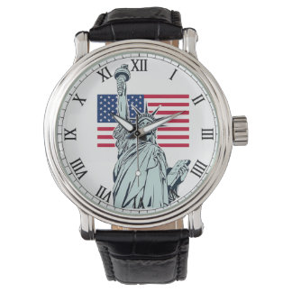 Men's Watch with USA Flag and Statue of Liberty De
