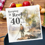 Men's Watercolor Fishing Birthday Party Napkin<br><div class="desc">Celebrate a special milestone with our Men's Watercolor Fishing Birthday Party Design! Perfect for the fishing enthusiast in your life,  this masculine print features a watercolor boat and fisherman scene. Welcome him to 40 with a reel-ly cool celebration!</div>