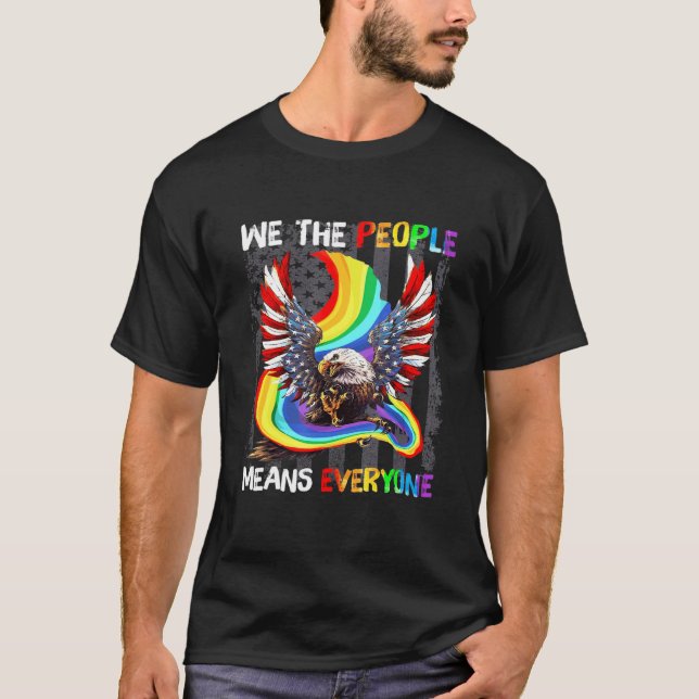 Mens We The People Means Everyone American Flag Lg T-Shirt (Front)
