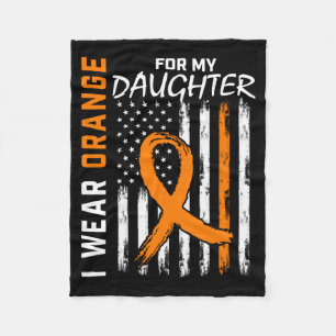 Mens Wear Orange For Daughter Leukaemia Cancer Fleece Blanket