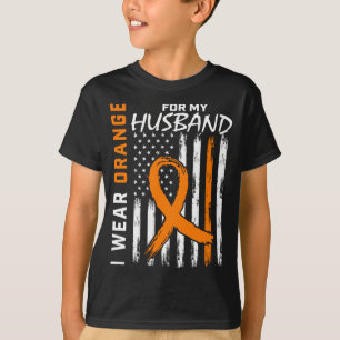 Mens Wear Orange For Husband Leukaemia Cancer T-Shirt