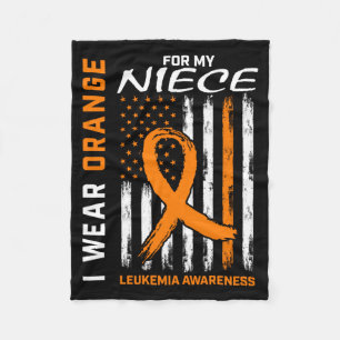 Mens Wear Orange For Niece Leukaemia Awareness Fleece Blanket