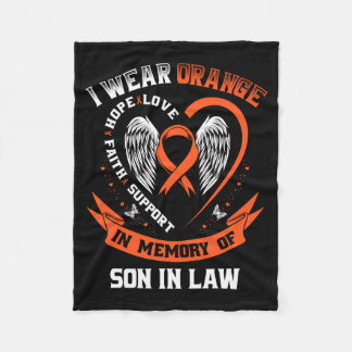 Mens Wear Orange In Memory Of Son In Law Leukaemia Fleece Blanket