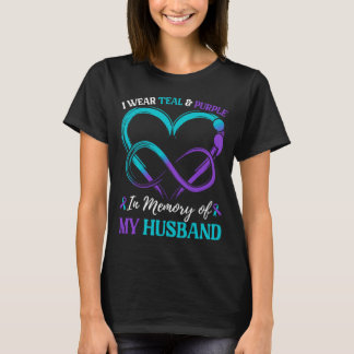 Mens Wear Teal Purple In Memory Of Husband T-Shirt