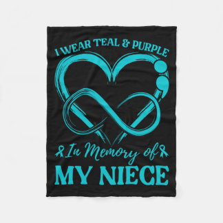 Mens Wear Teal Purple In Memory Of Niece Fleece Blanket