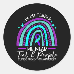 Mens Wear Teal Purple Suicide Prevention Awareness Classic Round Sticker