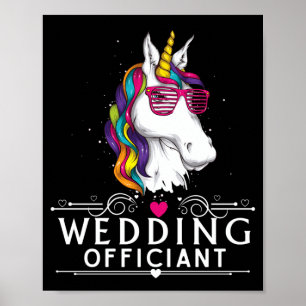 Mens Wedding Officiant Funny Unicorn Wedding Poster