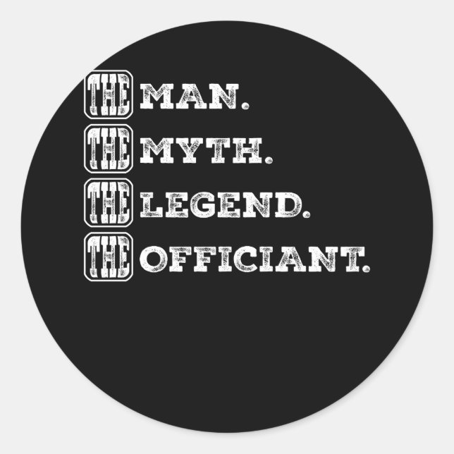 Mens Wedding Officiant Marriage Officiant the Man  Classic Round Sticker (Front)