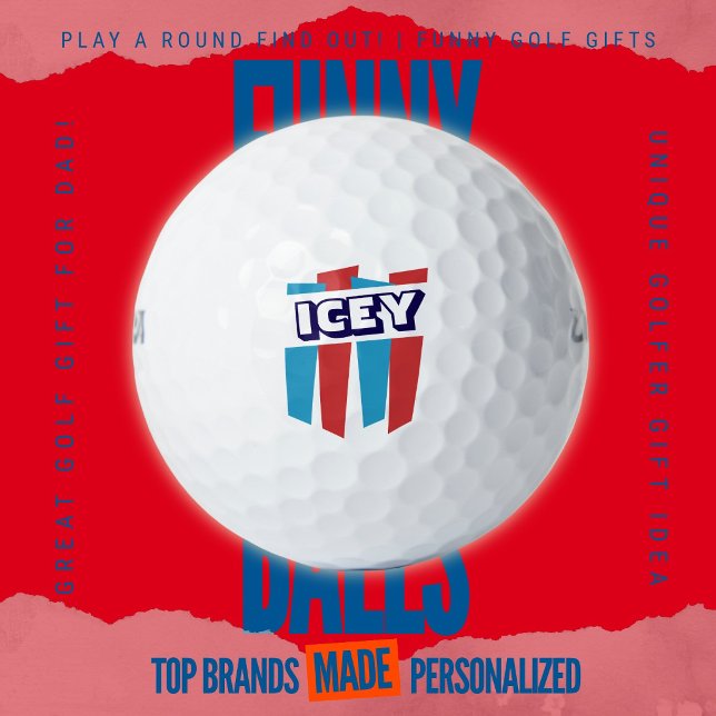 Mens Weekend Scramble Retro Frozen Drink Spoof Golf Balls (Custom Funny Golf Ball Gifts for Business From Play A Round Find Out, "ICEY" retro slushy spoof)