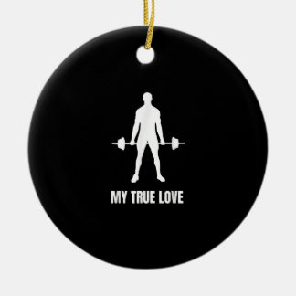 Mens Weightlifter Barbell Training Workout Outfit Ceramic Tree Decoration