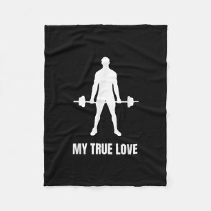 Mens Weightlifter Barbell Training Workout Outfit Fleece Blanket