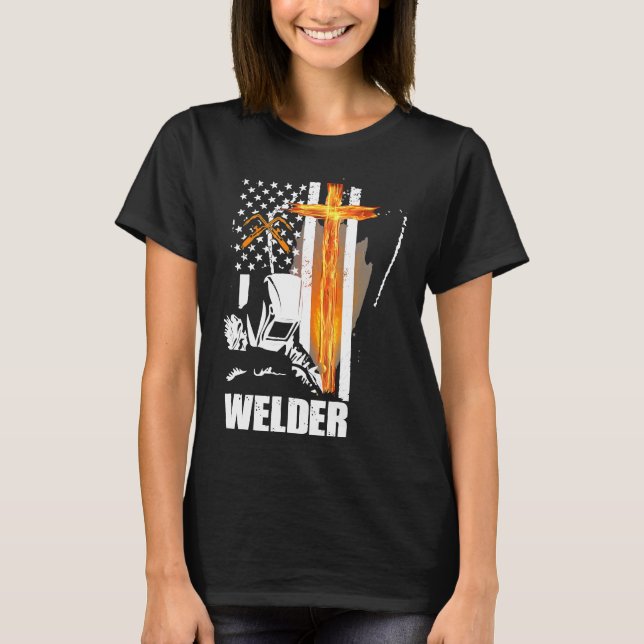 Mens Welder American Flag Usa Patriotic Welder Gif T-Shirt (Front)