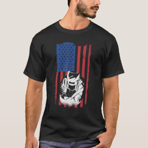 Mens Welding   For Welder American Flag Iron Worke T-Shirt