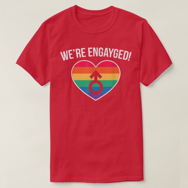 Mens Were EnGAYged LGBT Gay Marriage Groom  T-Shirt (Design Front)