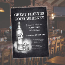 Men's Whiskey Themed Sketch Style 50th Birthday
