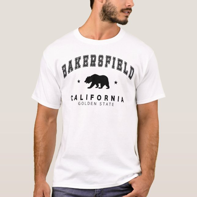 Men's White Bakersfield - Grizzly Bear Design T-Shirt (Front)