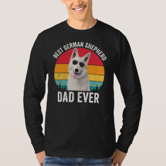 Mens White German Shepherd Dad Vintage Dog Lover T-Shirt