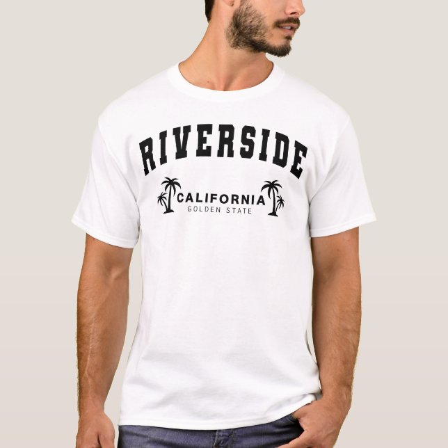 Men's White Riverside, California, Golden State T-Shirt (Front)