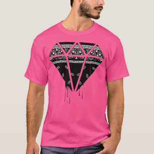 Men'S White Street Wear Hip Hop Black Bandanna Clo T-Shirt