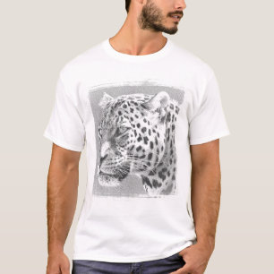 Mens White T Shirts Leopard Head Elegant Modern