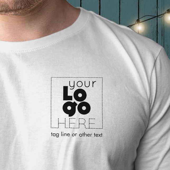 Mens White WIth Custom Black Business Logo T-Shirt (Creator Uploaded)