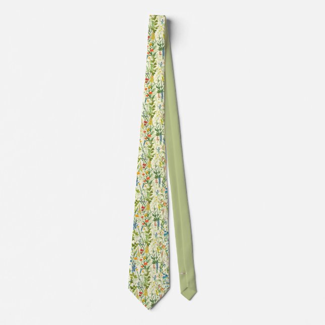 Men's Wildflower Floral Wedding Tie Groom (Front)