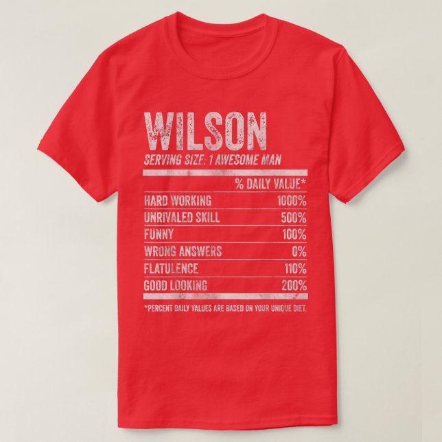Mens Wilson Nutrition Personalized Name  Funny Nam T-Shirt (Design Front)