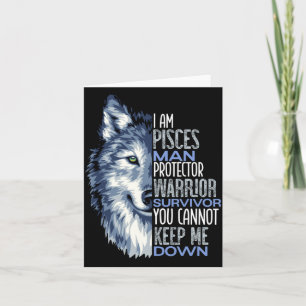 Mens Wolf Pisces Man Warrior Positive Zodiac Mens Card