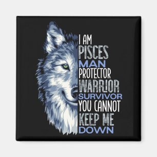 Mens Wolf Pisces Man Warrior Positive Zodiac Mens Magnet