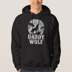 Mens Wolves Howling At The Moon Daddy Wolf Father Hoodie