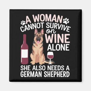 Mens Woman Cannot Survive Wine Alone Needs German Magnet